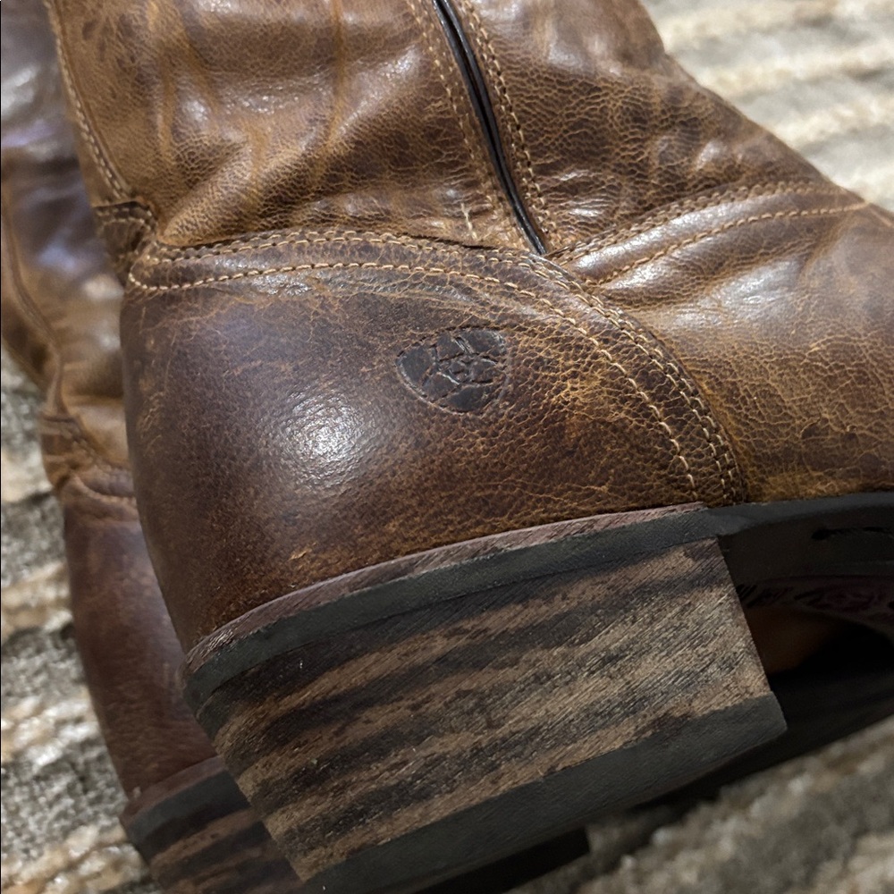 Ariat Women Brown Zipper Tassel Cowboy Leather Western Boots Size 8 - Picture 11 of 16